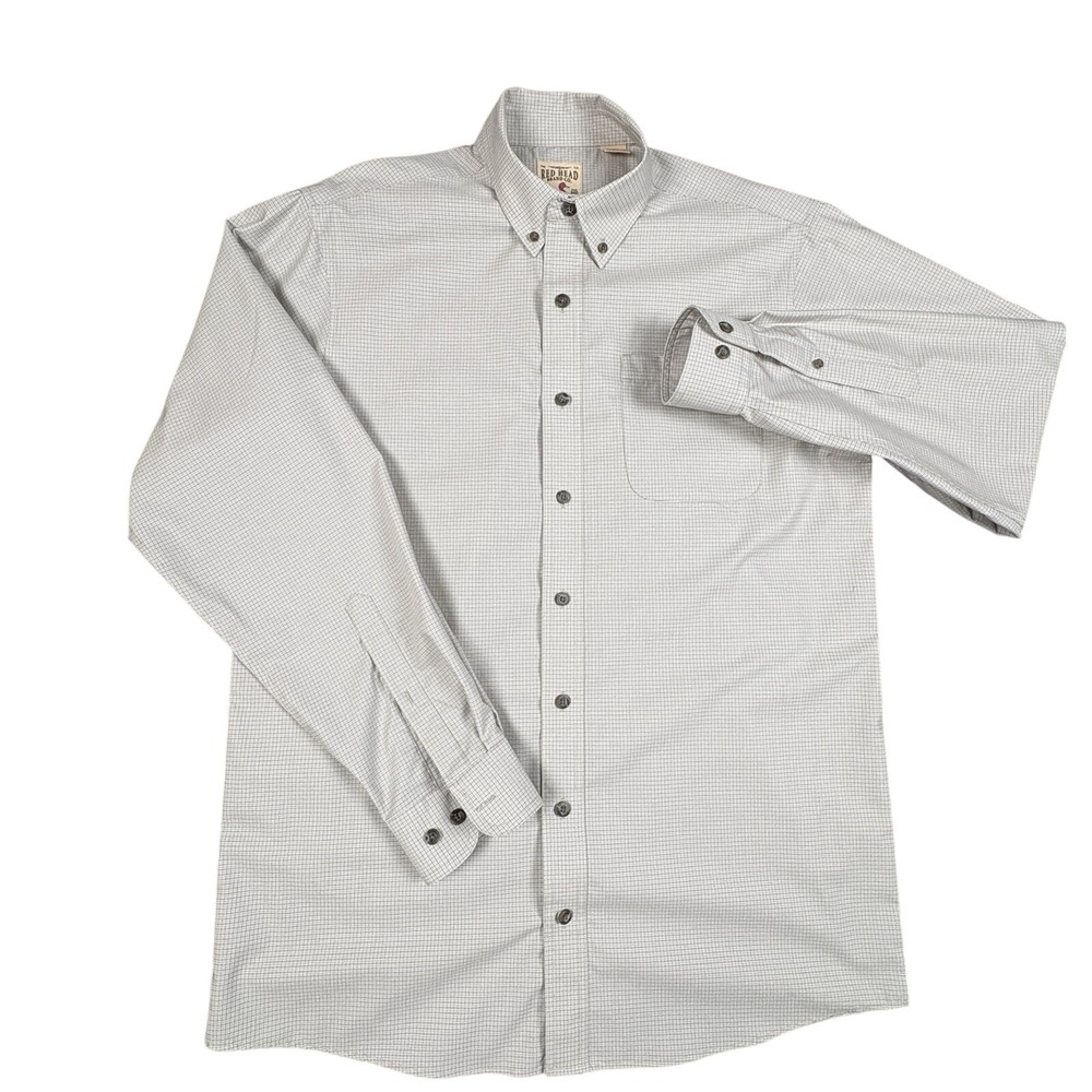 Red Head Brand Co. Shirt Men Large Tall Long Sleeve Beige Stripe Casual Workwear